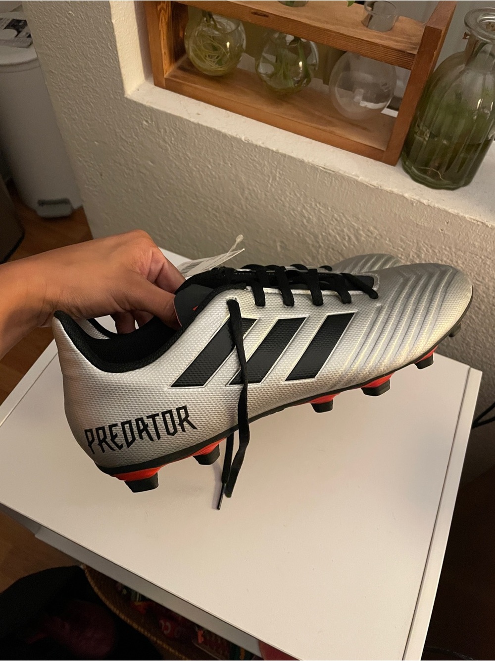 adidas Men's Predator 19.4 Soccer Cleats Silver/Black Size 10.5 Futbol NIB - Picture 7 of 10